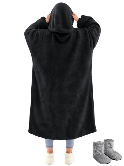 Wearable Blanket Hoodie Sweatshirt for Women and Men, Warm and Cozy Blanket Hoodie, Flannel Blanket with Sleeves and Giant Pocket