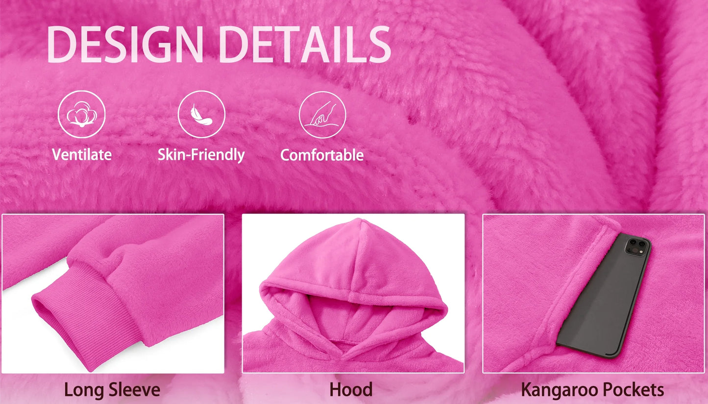 Wearable Blanket Hoodie Sweatshirt for Women and Men, Warm and Cozy Blanket Hoodie, Flannel Blanket with Sleeves and Giant Pocket