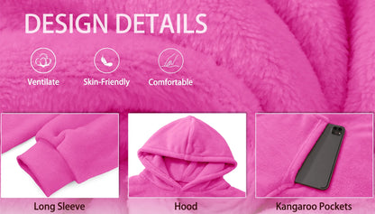 Wearable Blanket Hoodie Sweatshirt for Women and Men, Warm and Cozy Blanket Hoodie, Flannel Blanket with Sleeves and Giant Pocket