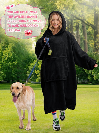 Wearable Blanket Hoodie Sweatshirt for Women and Men, Warm and Cozy Blanket Hoodie, Flannel Blanket with Sleeves and Giant Pocket